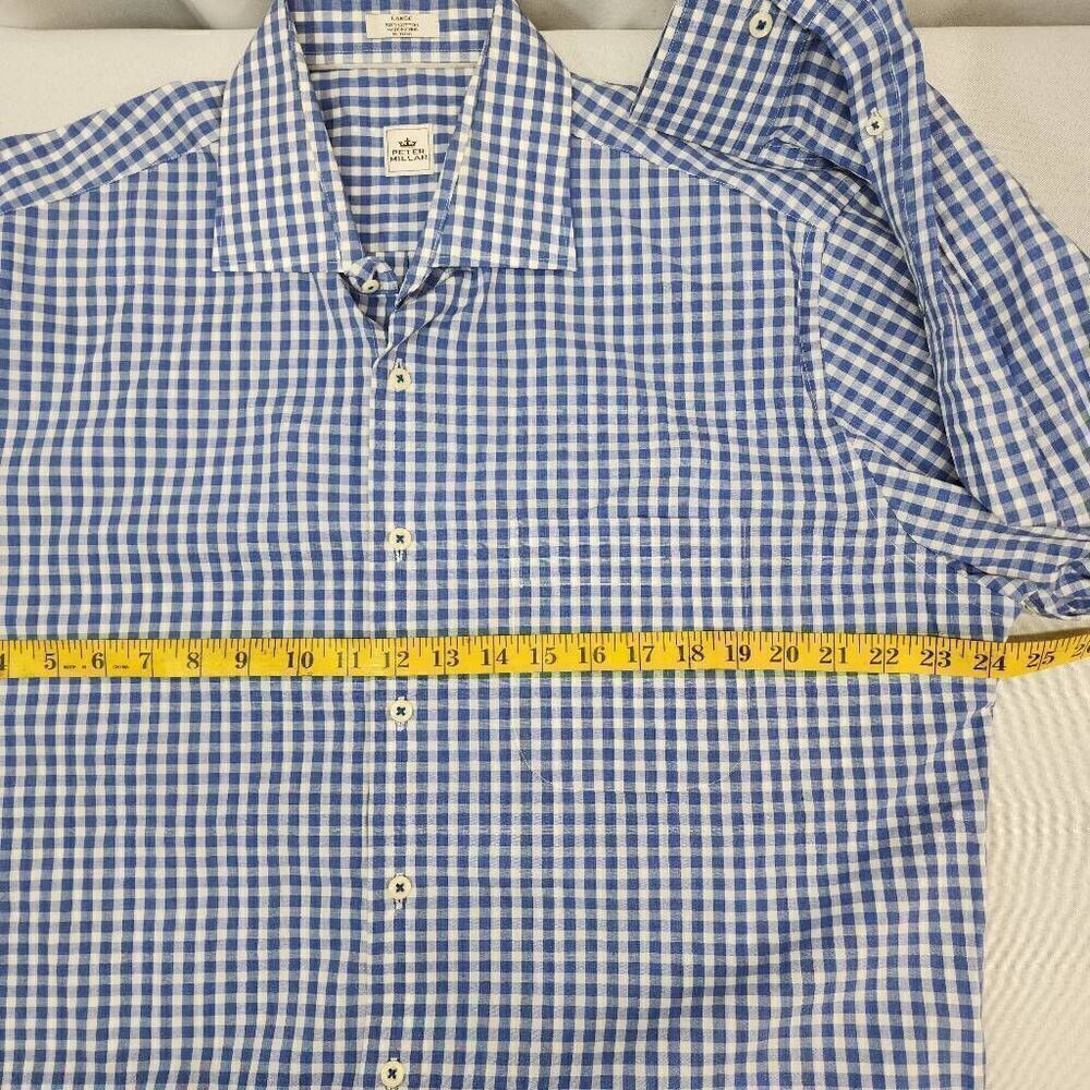 Peter Millar Size Large Gingham Long-Sleeve Button-up Men's Shirt - Picture 4 of 7
